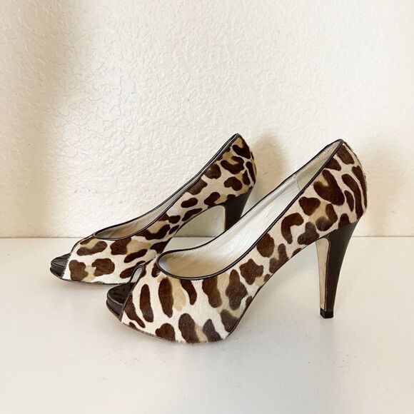 Vintage Barneys New York heels textured leopard print pee toe pumps. 38 - Picture 12 of 12